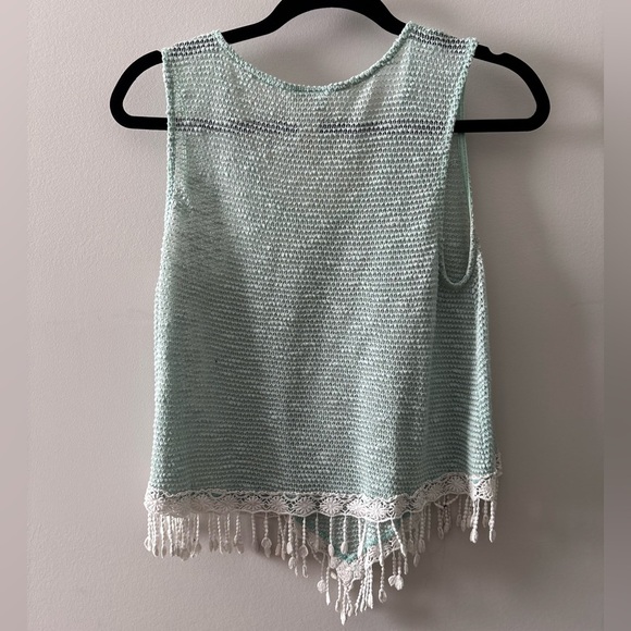Day Trip Women's Mint Green Crochet Tank Top - Picture 2 of 2